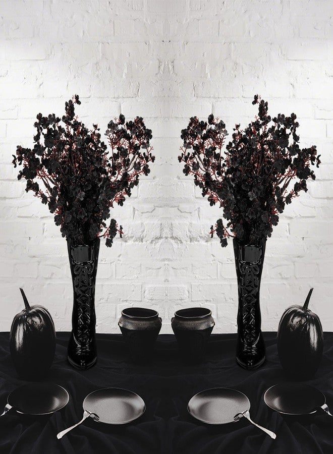 Ninehaoou 1 Pairs Halloween Flower Vase 7.1 Inch Witch Boot Vase Black Ceramic Gothic Planter Halloween Table Centerpieces for Indoor Outdoor Home Office Decor - Image 4